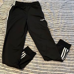 Adidas joggers black with white stripes